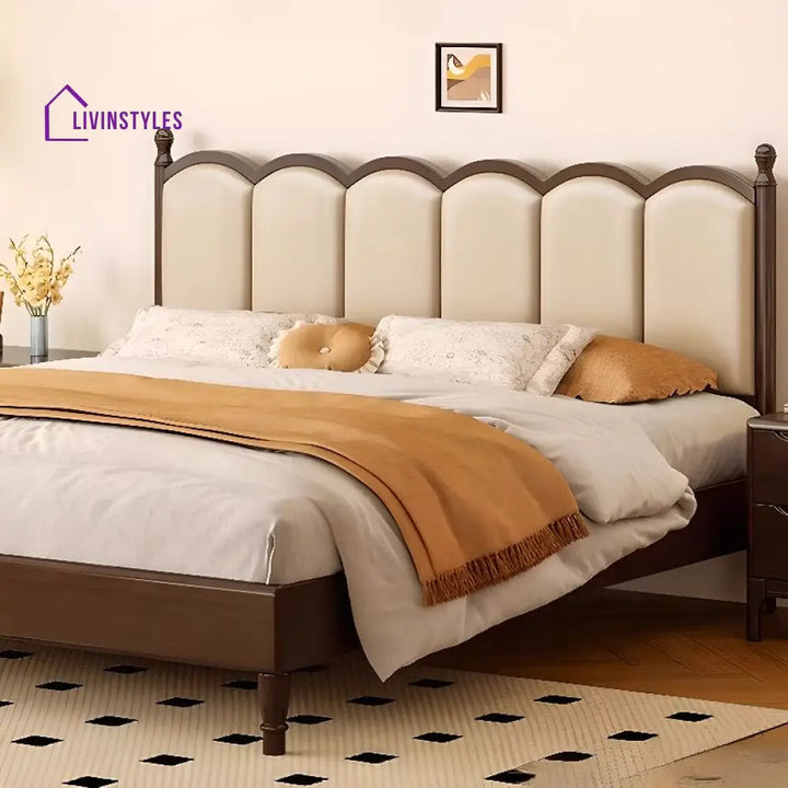 Shanvika Solid wood Bed Without Storage | Upholstered Headboard