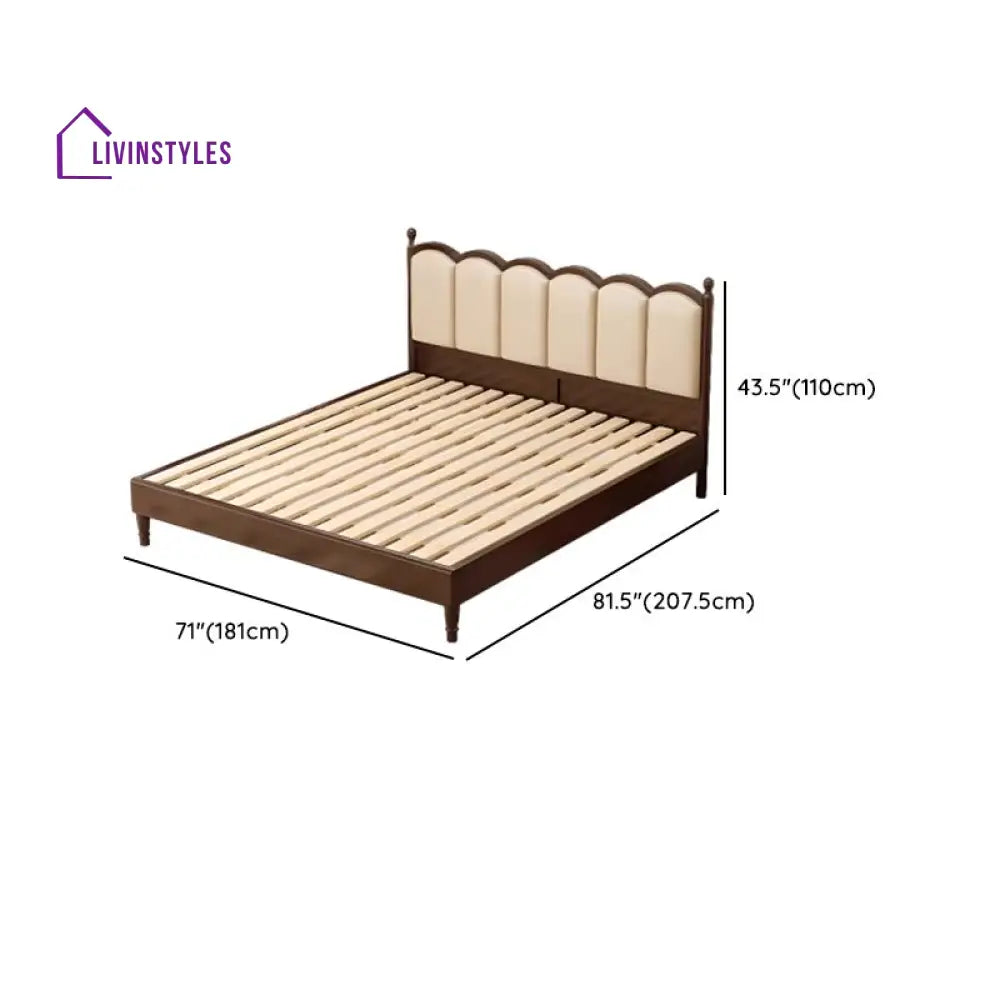 Shanvika Solid wood Bed Without Storage | Upholstered Headboard