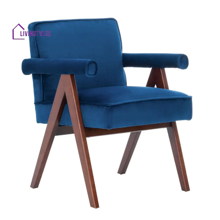 Sharanya Solid Wood and Fabric Arm Chair | Living Room Chair | Lounge Chair