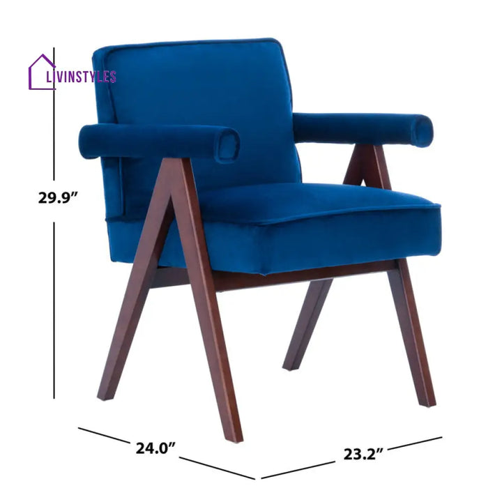Sharanya Solid Wood and Fabric Arm Chair | Living Room Chair | Lounge Chair