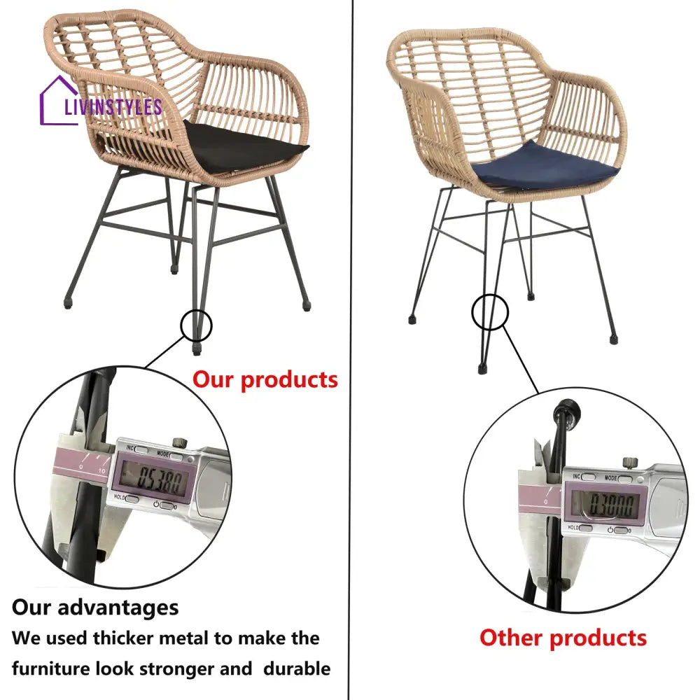 Shashibala Outdoor Patio Seating Set 2 Chairs and 1 Table Set (Honey + Black) - Coffee Table Sets