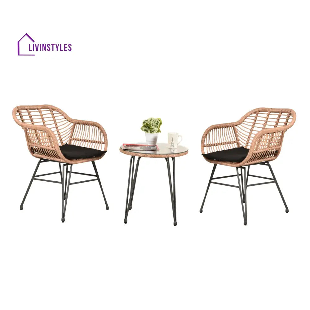 Shashibala Outdoor Patio Seating Set 2 Chairs and 1 Table Set (Honey + Black) - Coffee Table Sets