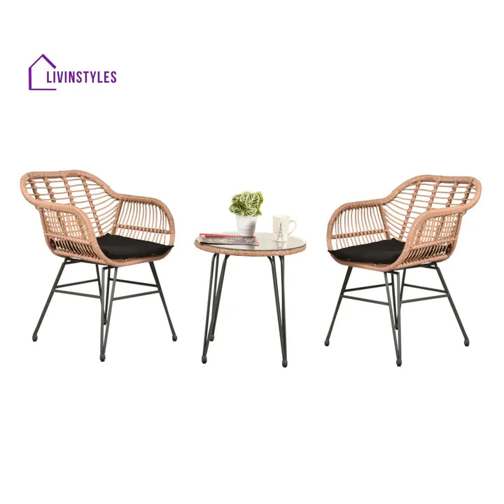 Shashibala Outdoor Patio Seating Set 2 Chairs and 1 Table Set (Honey + Black) - Coffee Table Sets