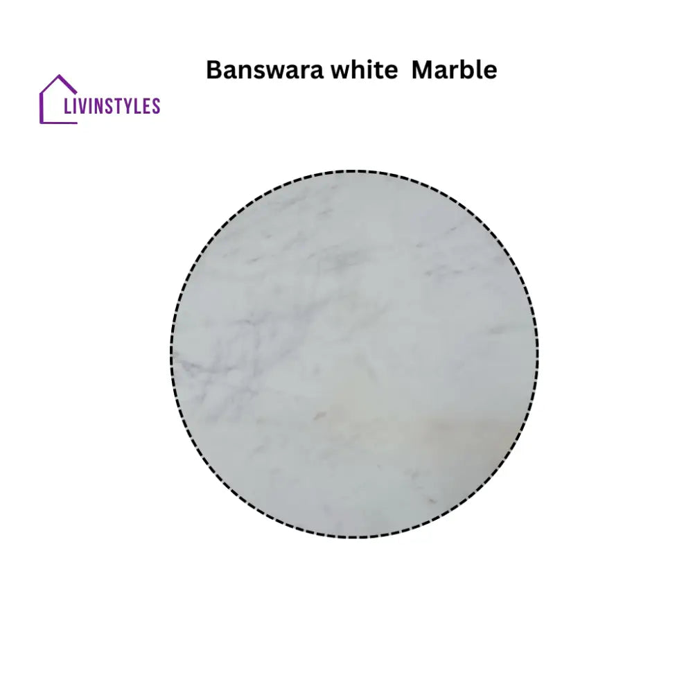 Shaurya Premium Round Center Table with Banswara White Marble Top & Solid Wood Ball Legs – Modern Coffee Table Coffee