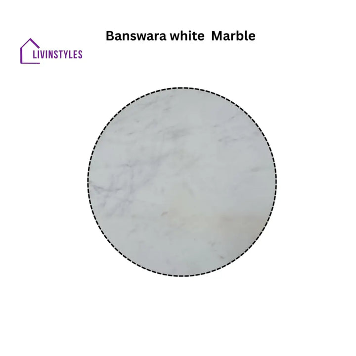 Shaurya Premium Round Center Table with Banswara White Marble Top & Solid Wood Ball Legs – Modern Coffee Table Coffee