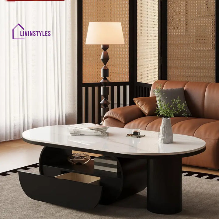 Shaurya Stainless Steel Coffee Table for Living Room - White