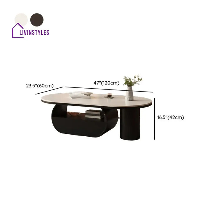 Shaurya Stainless Steel Coffee Table for Living Room - White