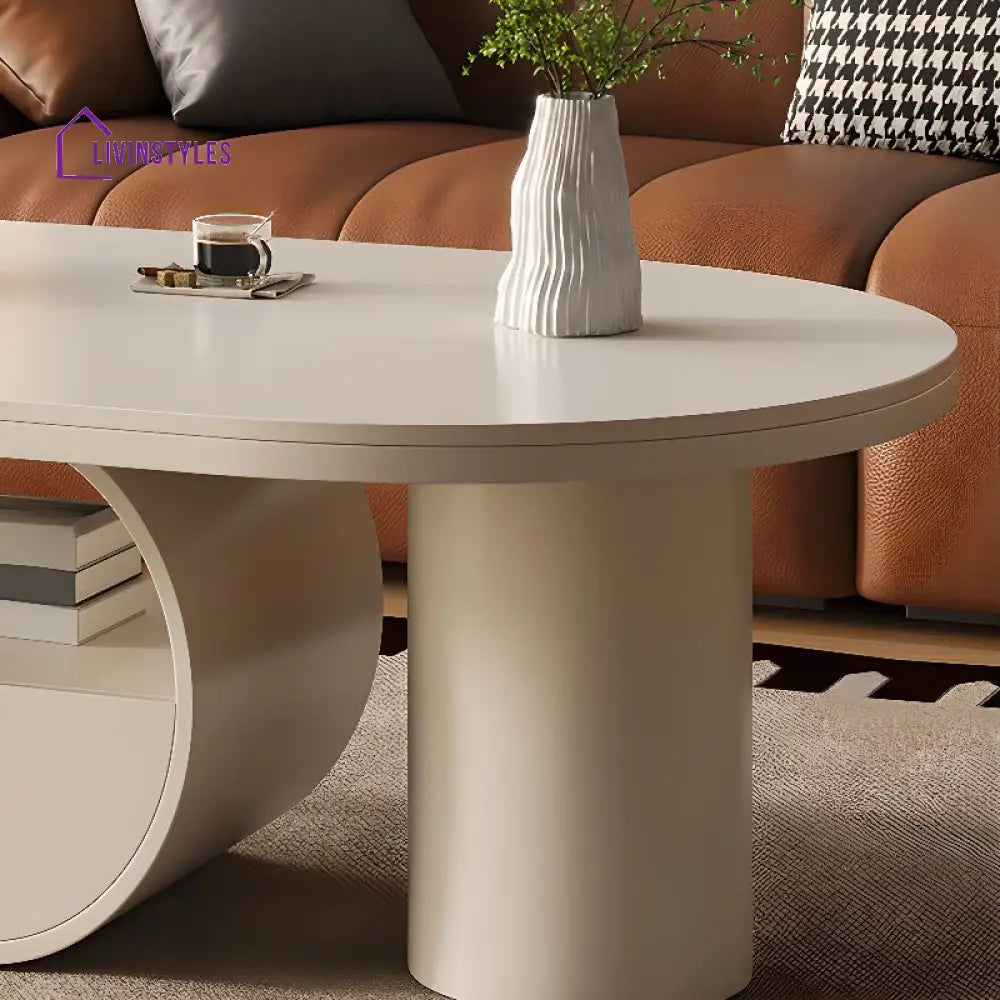 Shaurya Stainless Steel Coffee Table for Living Room - White