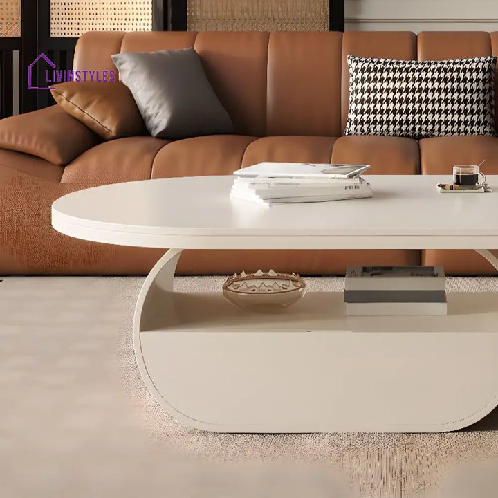 Shaurya Stainless Steel Coffee Table for Living Room - White