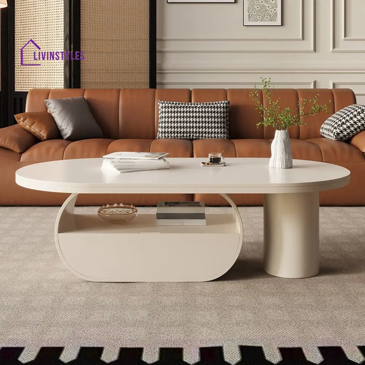 Shaurya Stainless Steel Coffee Table for Living Room - White