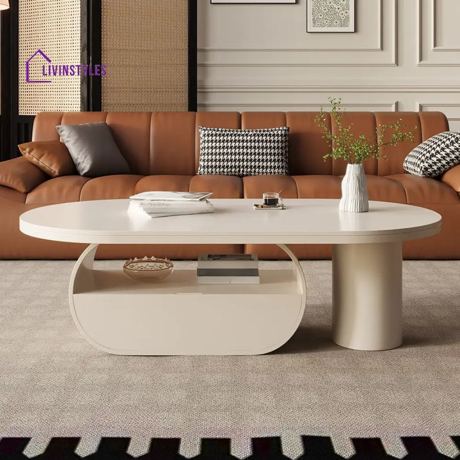 Shaurya Stainless Steel Coffee Table for Living Room - White