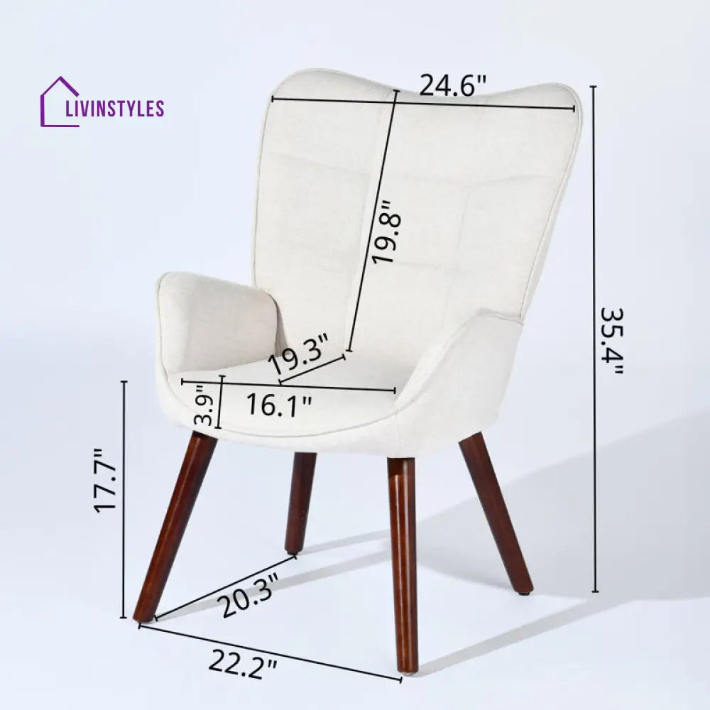 Shayana Solid Wood and Fabric Arm Chair | Living Room Chair | Lounge Chair