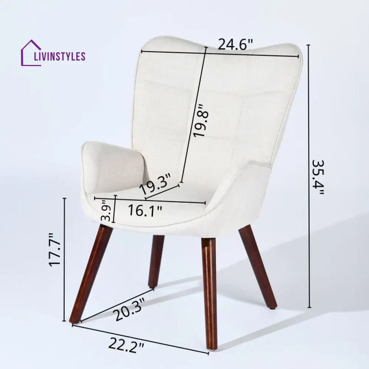 Shayana Solid Wood and Fabric Arm Chair | Living Room Chair | Lounge Chair