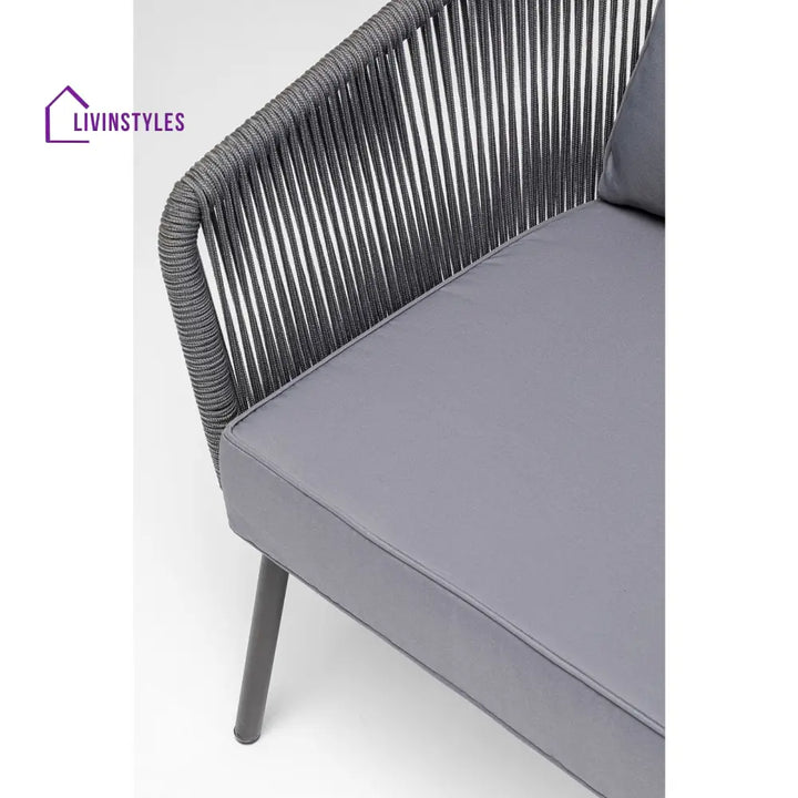 Shed Outdoor Sofa Set 3 Seater 2 Single seater and 1 Center Table Set (Dark grey) Braided & Rope - Sofa Sets