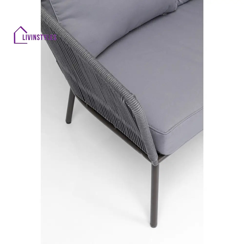 Shed Outdoor Sofa Set 3 Seater 2 Single seater and 1 Center Table Set (Dark grey) Braided & Rope - Sofa Sets
