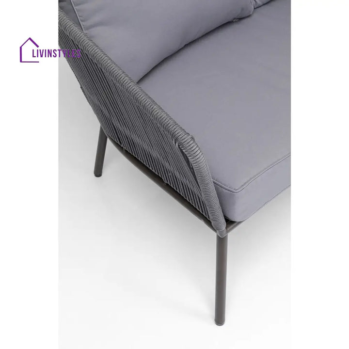 Shed Outdoor Sofa Set 3 Seater 2 Single seater and 1 Center Table Set (Dark grey) Braided & Rope - Sofa Sets