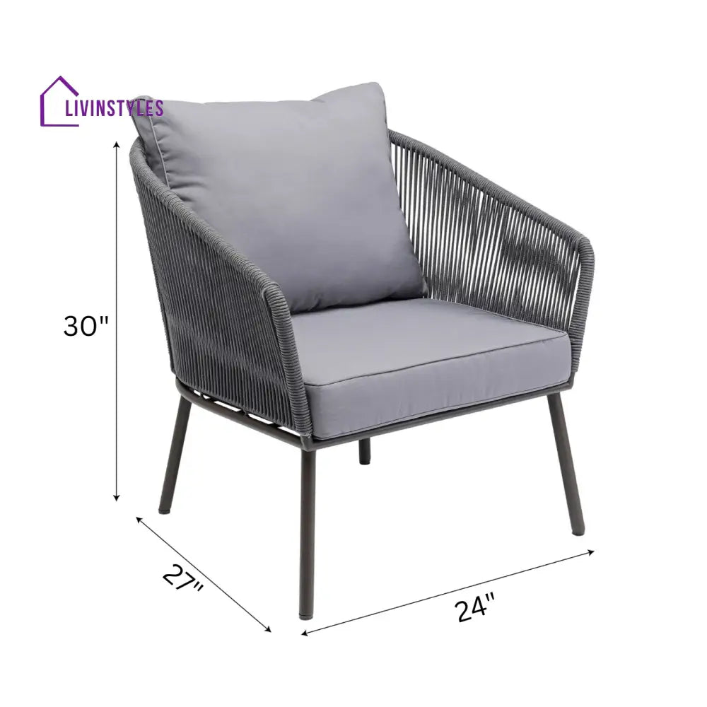 Shed Outdoor Sofa Set 3 Seater 2 Single seater and 1 Center Table Set (Dark grey) Braided & Rope - Sofa Sets