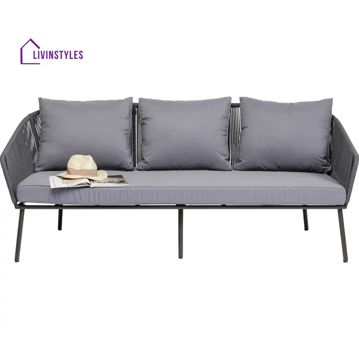 Shed Outdoor Sofa Set 3 Seater 2 Single seater and 1 Center Table Set (Dark grey) Braided & Rope - Sofa Sets