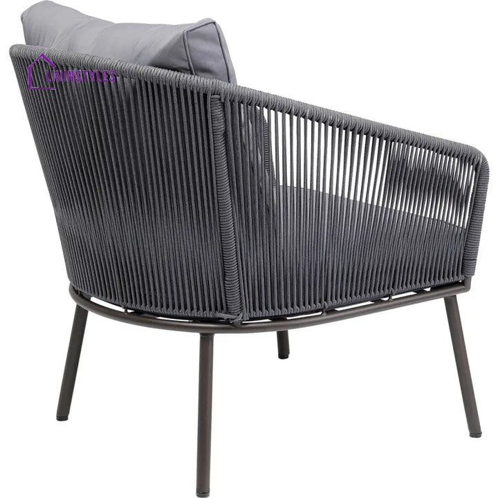 Shed Outdoor Sofa Set 3 Seater 2 Single seater and 1 Center Table Set (Dark grey) Braided & Rope - Sofa Sets