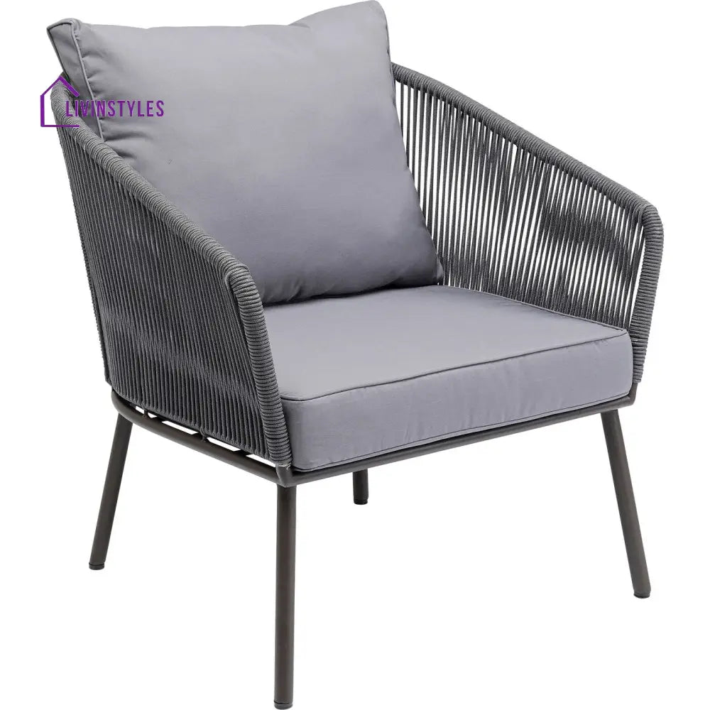 Shed Outdoor Sofa Set 3 Seater 2 Single seater and 1 Center Table Set (Dark grey) Braided & Rope - Sofa Sets