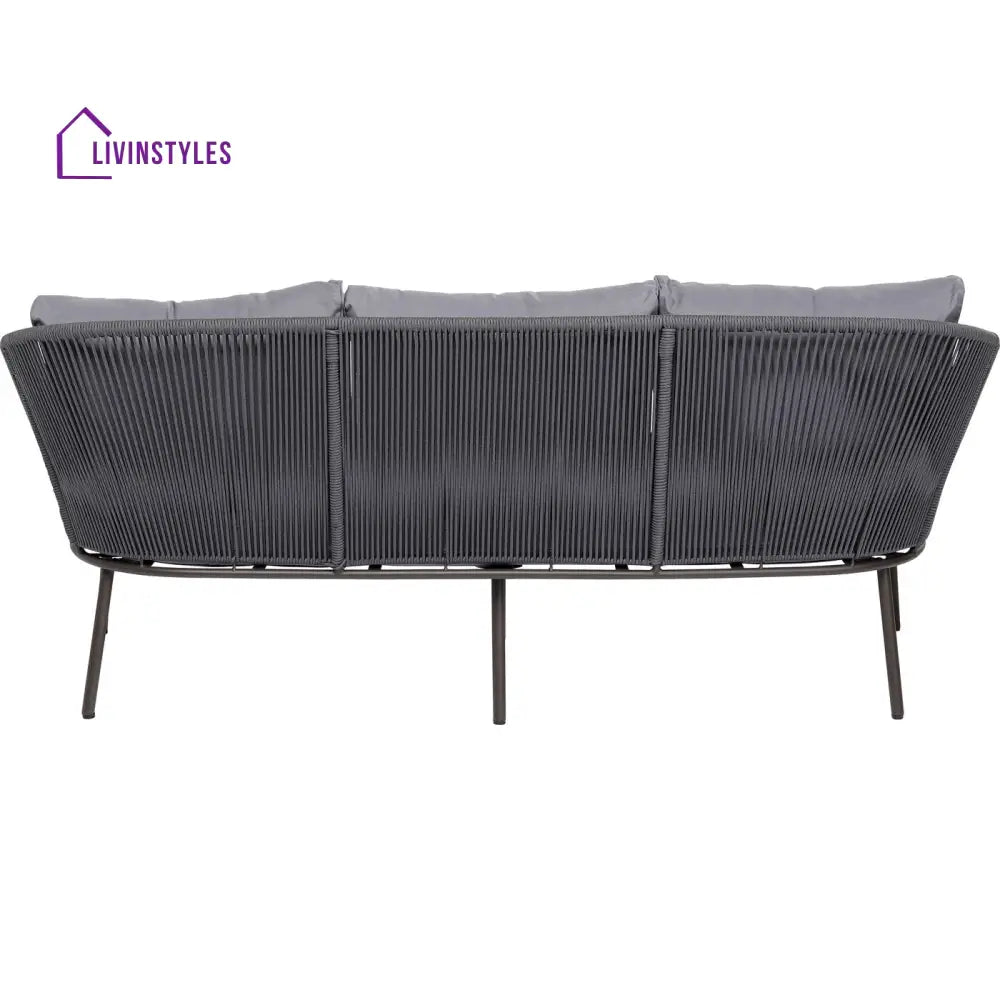 Shed Outdoor Sofa Set 3 Seater 2 Single seater and 1 Center Table Set (Dark grey) Braided & Rope - Sofa Sets