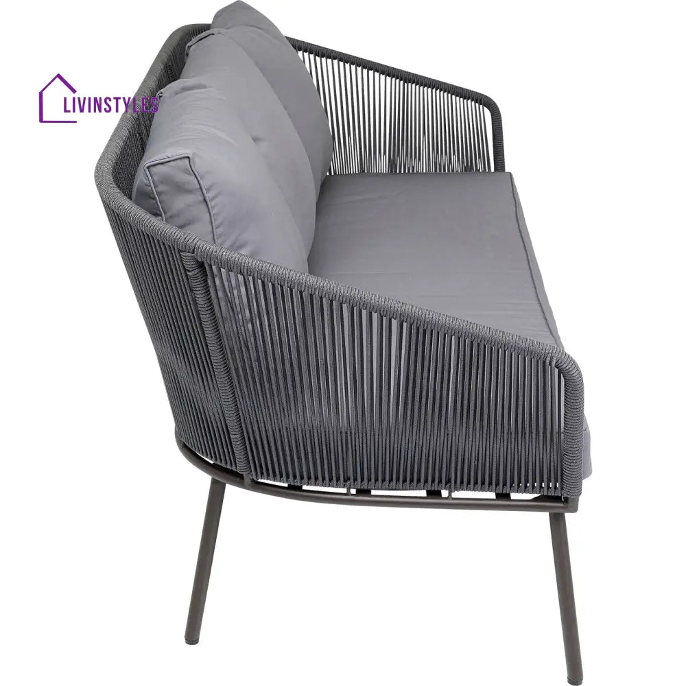 Shed Outdoor Sofa Set 3 Seater 2 Single seater and 1 Center Table Set (Dark grey) Braided & Rope - Sofa Sets