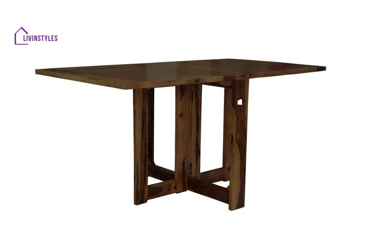 Sheesham Wood Foldable Dining Table In Walnut Finish