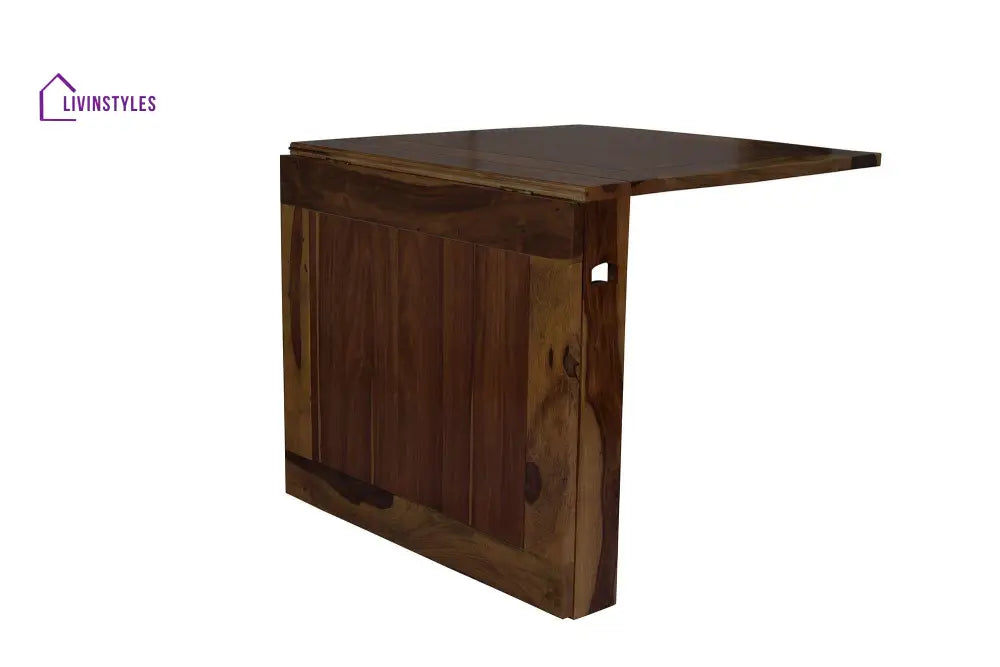 Sheesham Wood Foldable Dining Table In Walnut Finish