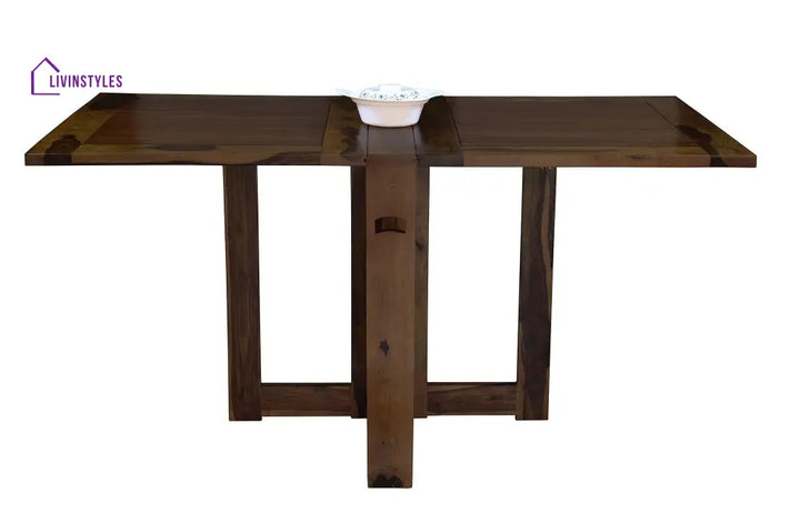 Sheesham Wood Foldable Dining Table In Walnut Finish