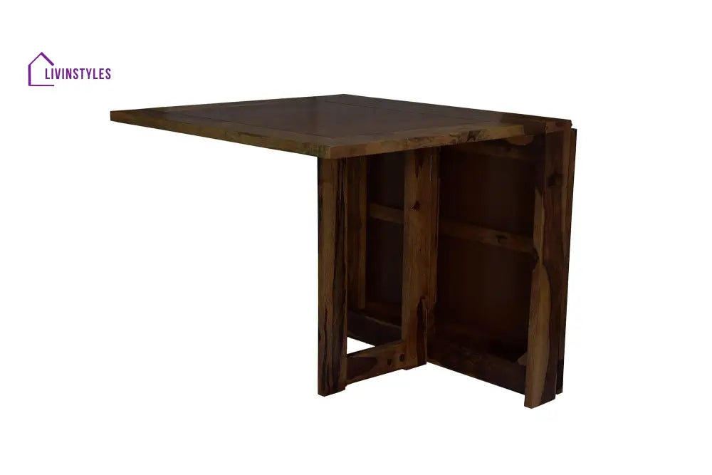 Sheesham Wood Foldable Dining Table In Walnut Finish