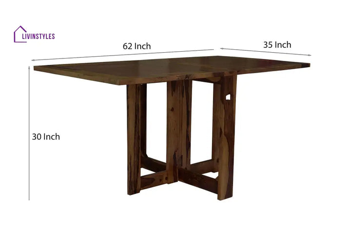 Sheesham Wood Foldable Dining Table In Walnut Finish