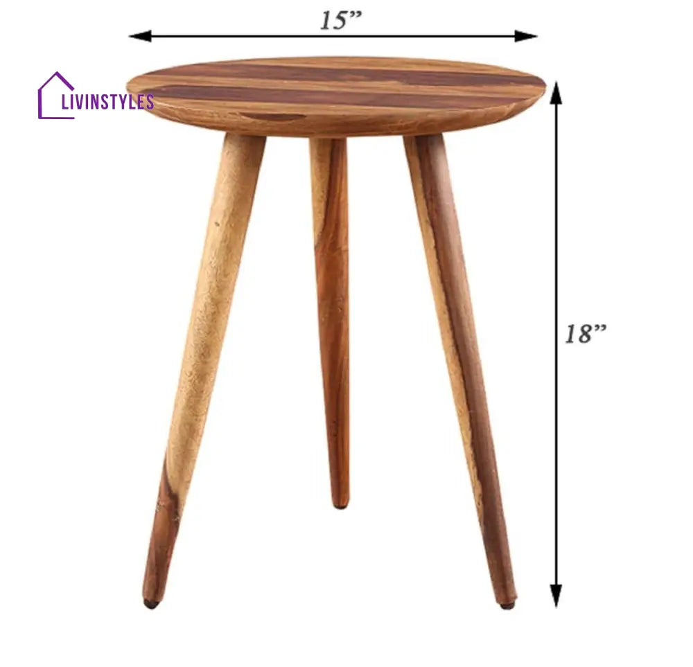 Sheesham Wood Tripod Stool In Honey Finish