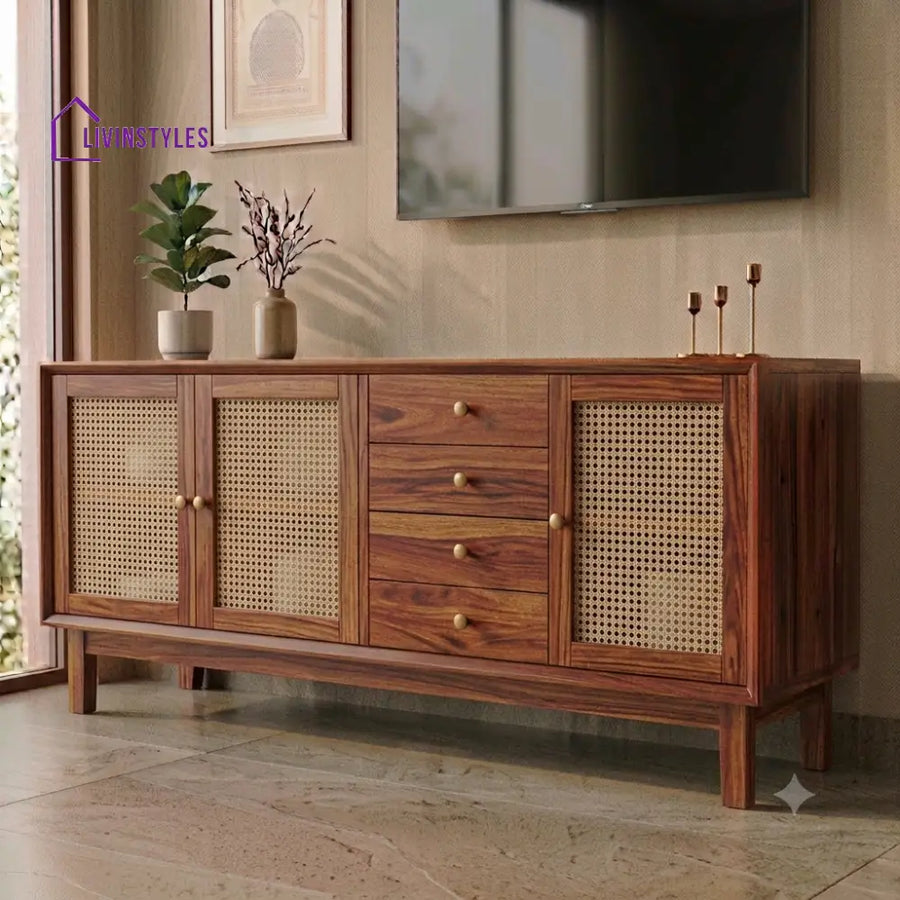 Sheesham Wood TV Unit Console Cabinet Living Room Furniture