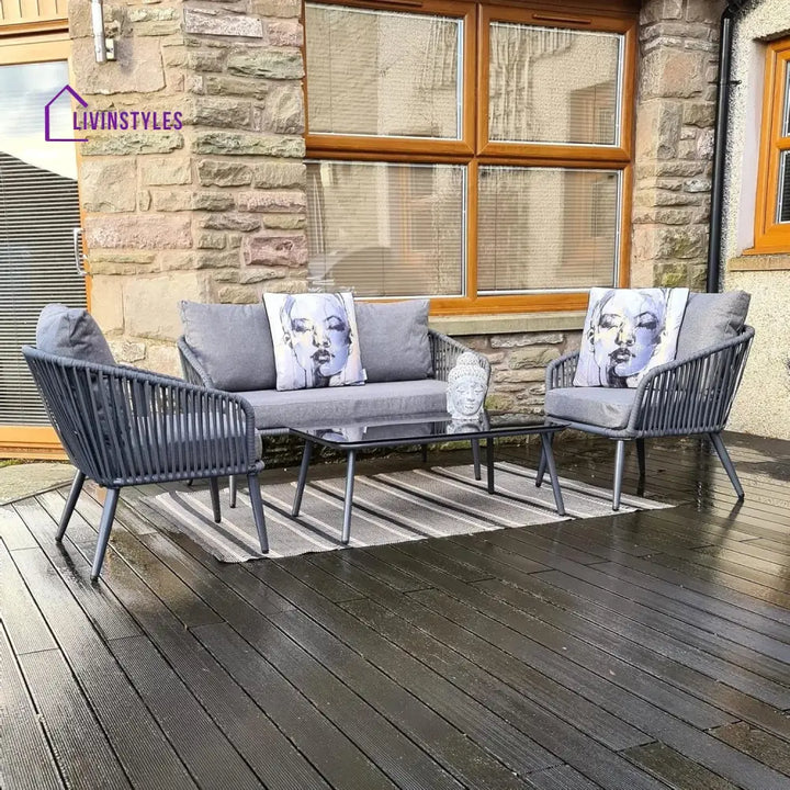 Shen 4 Piece Outdoor All-Weather Rope Sofa Set - Sofa Set