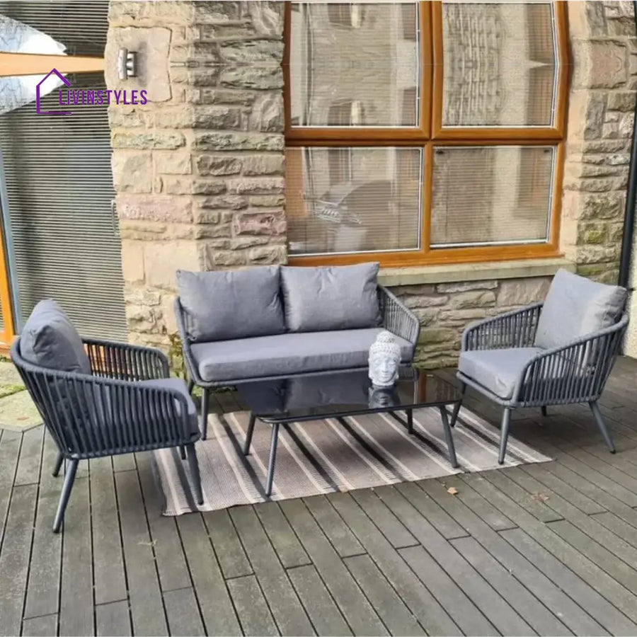 Shen 4 Piece Outdoor All-Weather Rope Sofa Set - Sofa Set