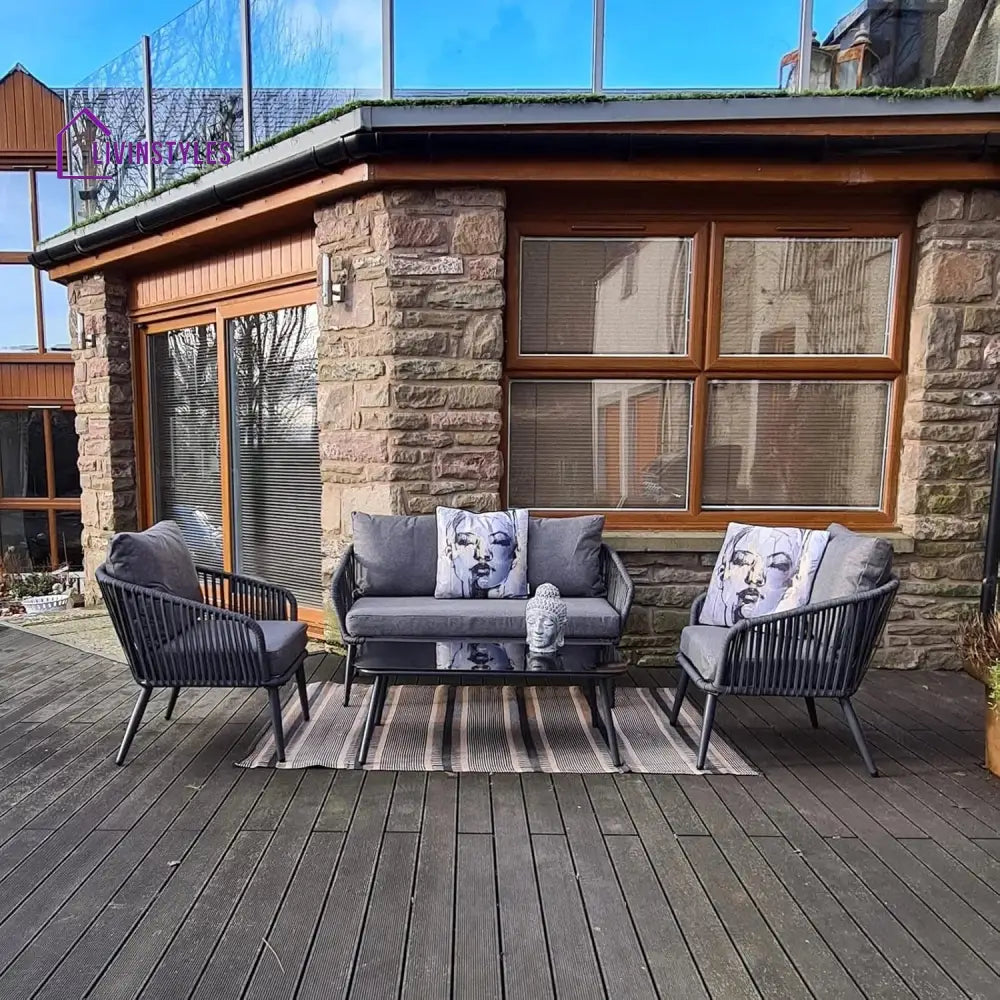 Shen 4 Piece Outdoor All-Weather Rope Sofa Set - Sofa Set