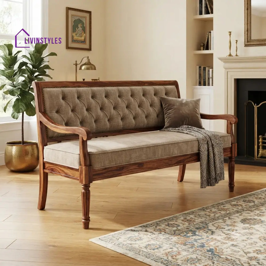 Sheril Wooden Bench for Living Room | Bedroom | Extra Seating