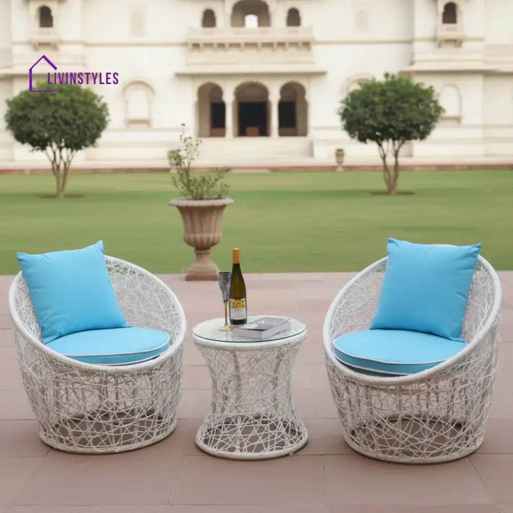 Shilpi Outdoor Patio Seating Set 2 Chairs And 1 Table (White) Coffee Sets