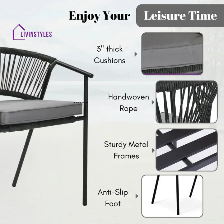 Shiori 4-Piece Outdoor Rope Patio Dining Chairs - Dinning Chairs