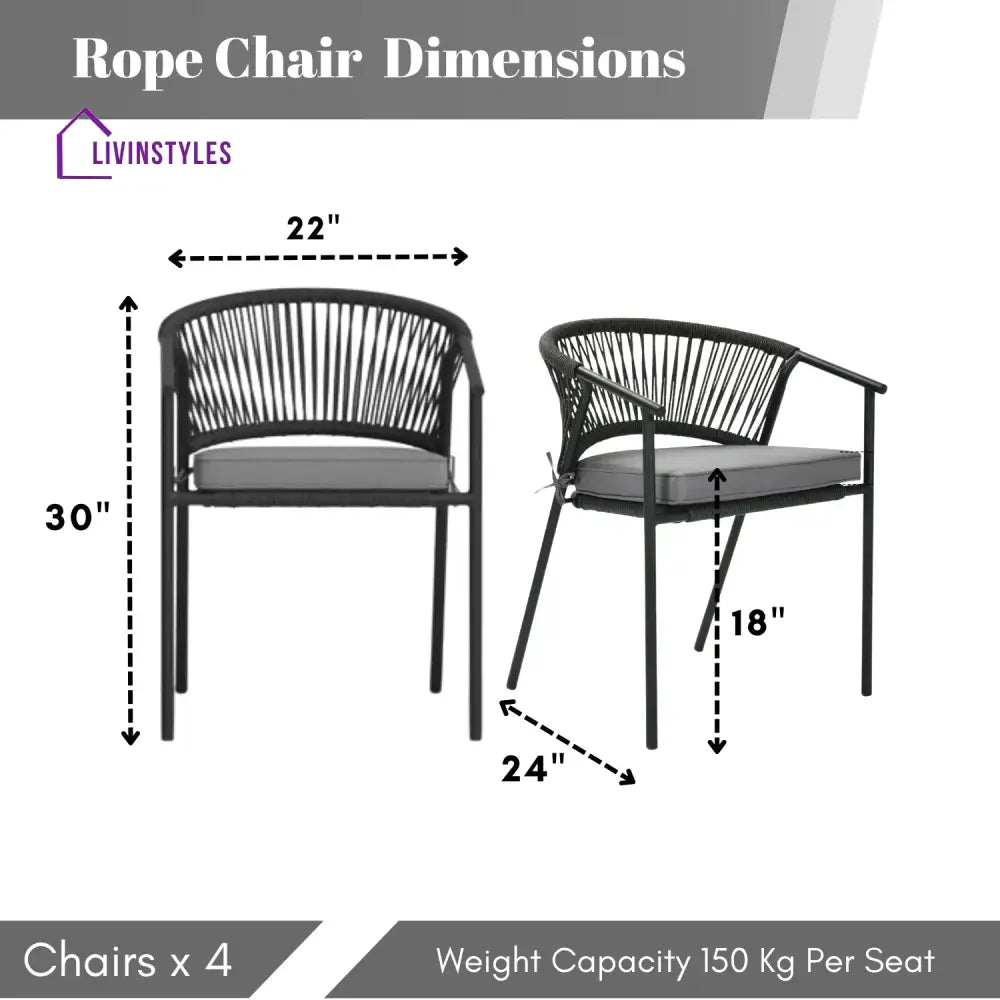 Shiori 4-Piece Outdoor Rope Patio Dining Chairs - Dinning Chairs
