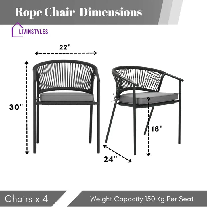Shiori 4-Piece Outdoor Rope Patio Dining Chairs - Dinning Chairs