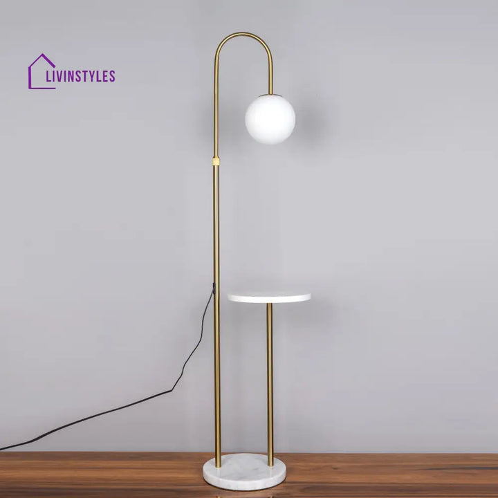 Shiva Marble Floor Lamp In Gold Colour Lamps