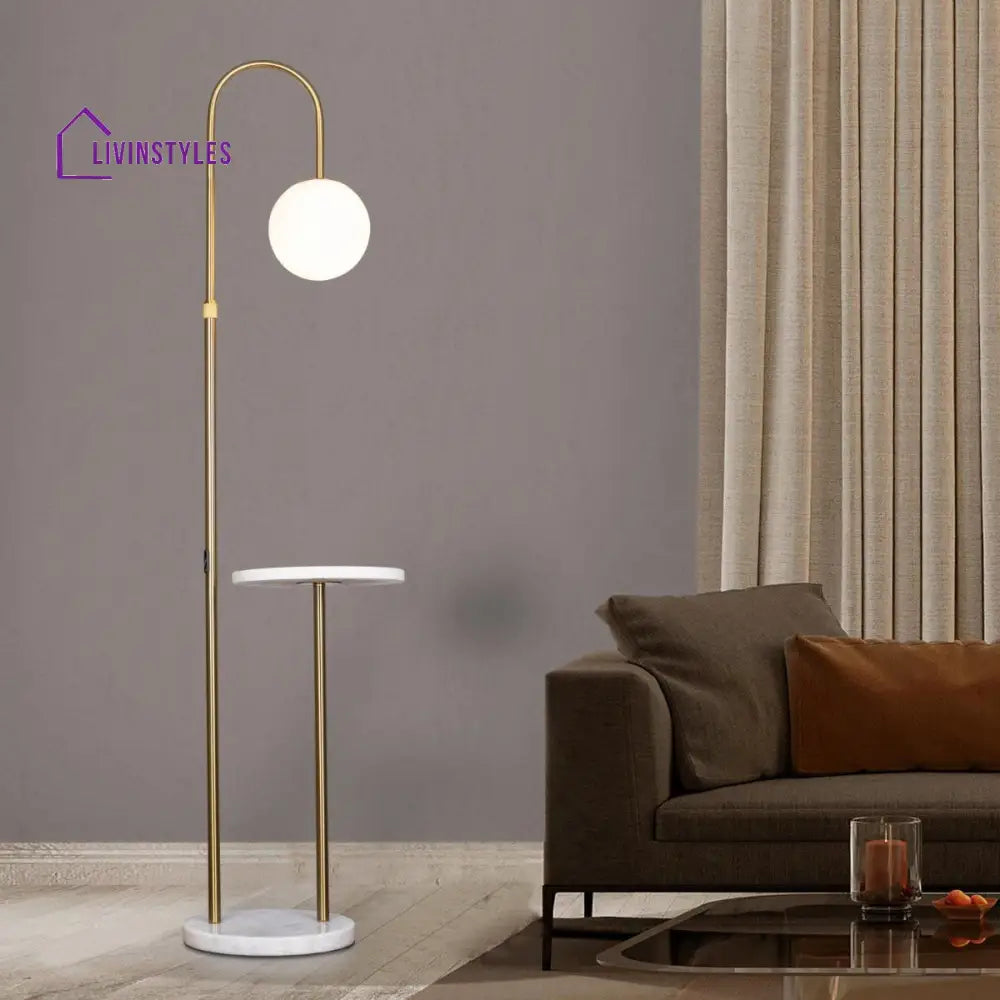 Shiva Marble Floor Lamp In Gold Colour Lamps