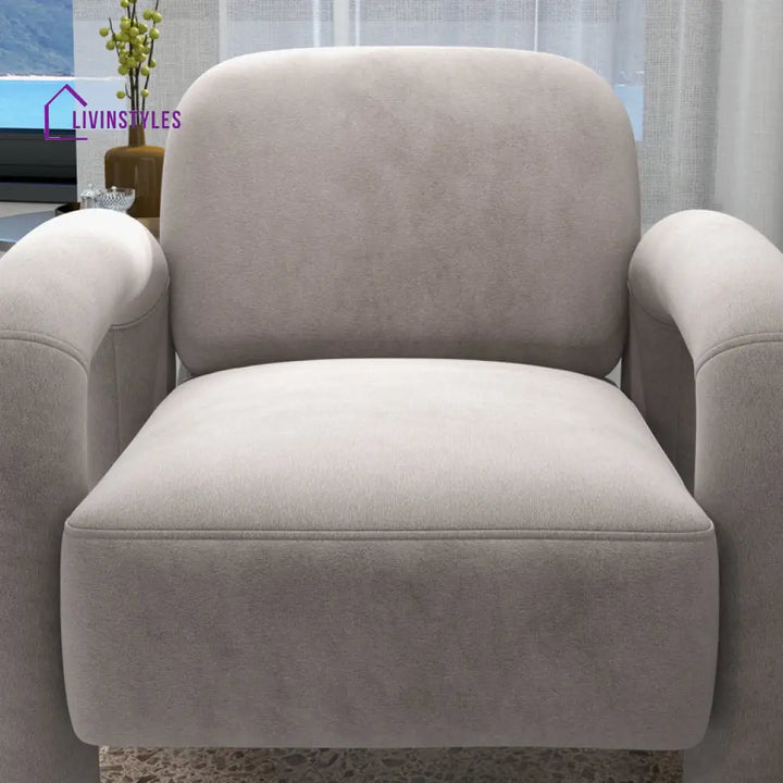 Shloka Solid Wood and Fabric Arm Chair | Living Room Chair | Lounge Chair