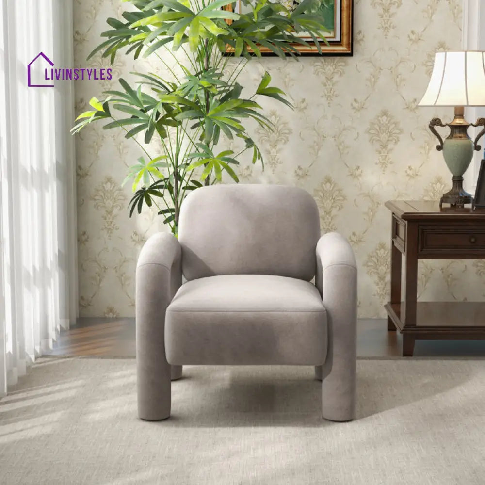 Shloka Solid Wood and Fabric Arm Chair | Living Room Chair | Lounge Chair