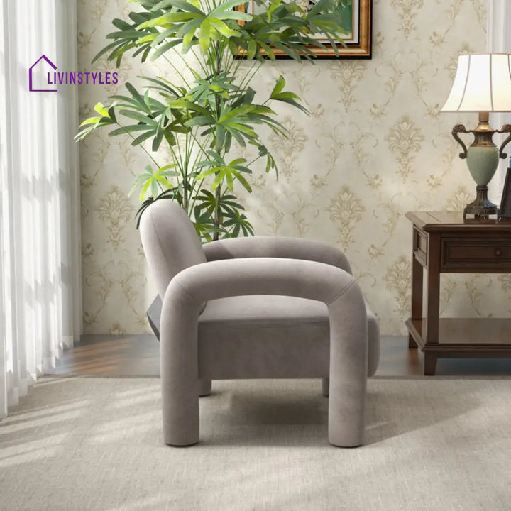 Shloka Solid Wood and Fabric Arm Chair | Living Room Chair | Lounge Chair