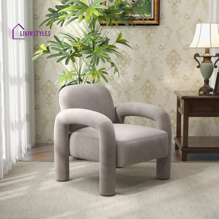 Shloka Solid Wood and Fabric Arm Chair | Living Room Chair | Lounge Chair