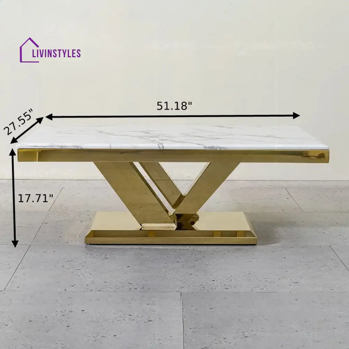Shobha Glossy Finish Stainless Steel With Marble Top Coffee Table