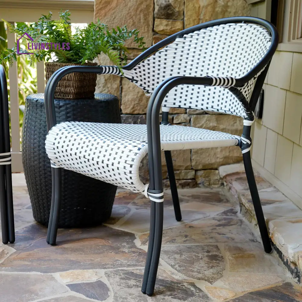 Shore Outdoor Patio Seating Set 2 Chairs and 1 Table Set (Black + White) - Coffee Table Sets
