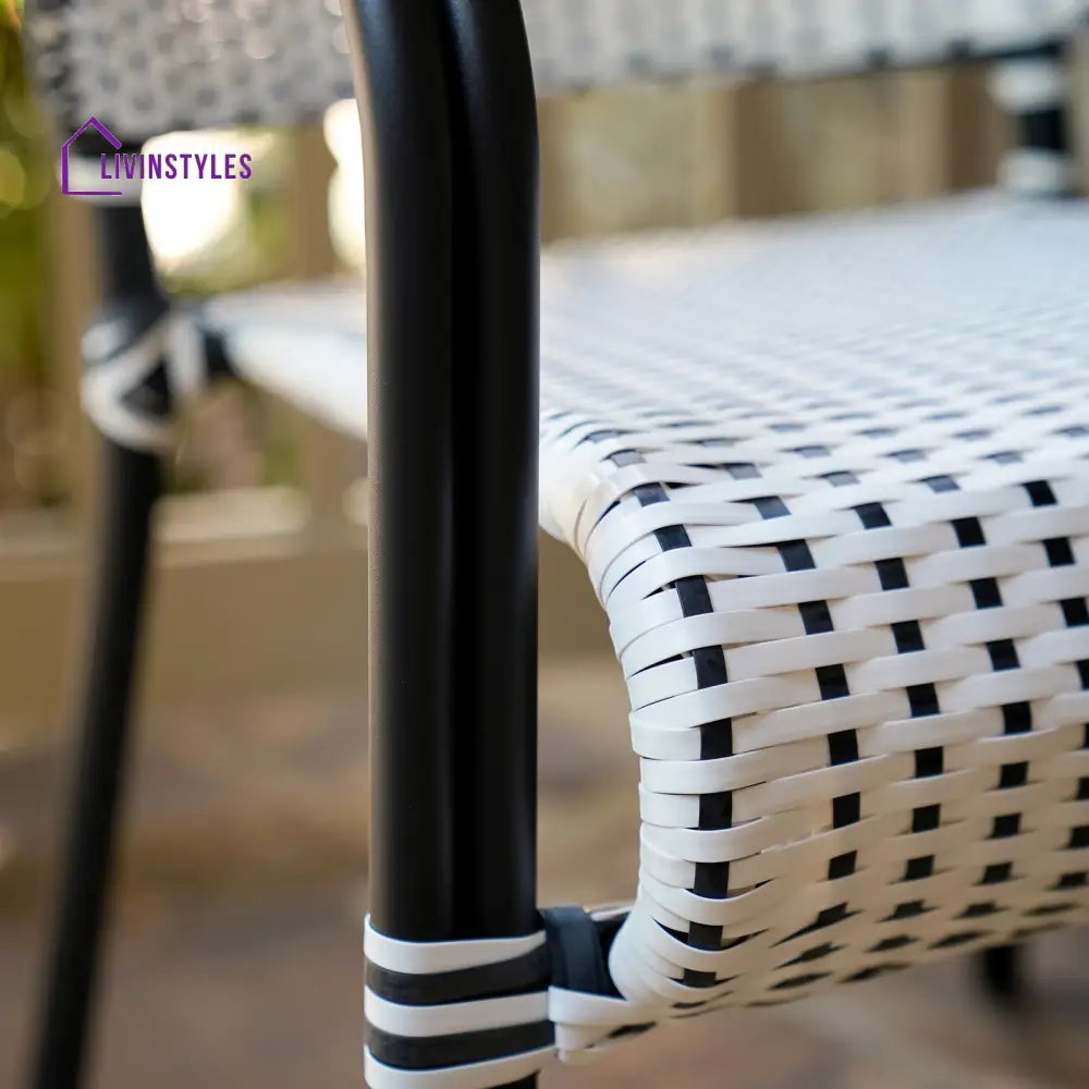Shore Outdoor Patio Seating Set 2 Chairs and 1 Table Set (Black + White) - Coffee Table Sets